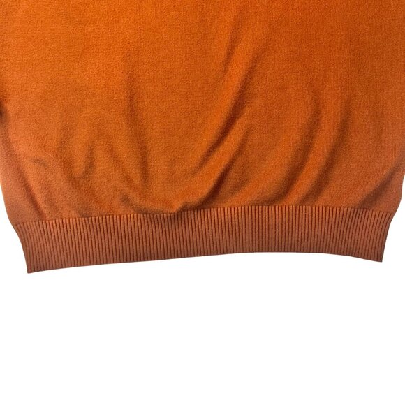 Mens Rust Orange Turtleneck Sweater Ribbed Cuffs & Hem Soft Knit Size M - Picture 6 of 11
